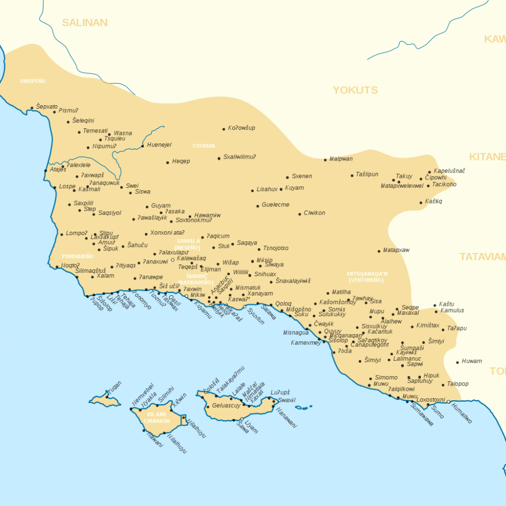 Map of Chumash Villages [source: Wikipedia Commons]